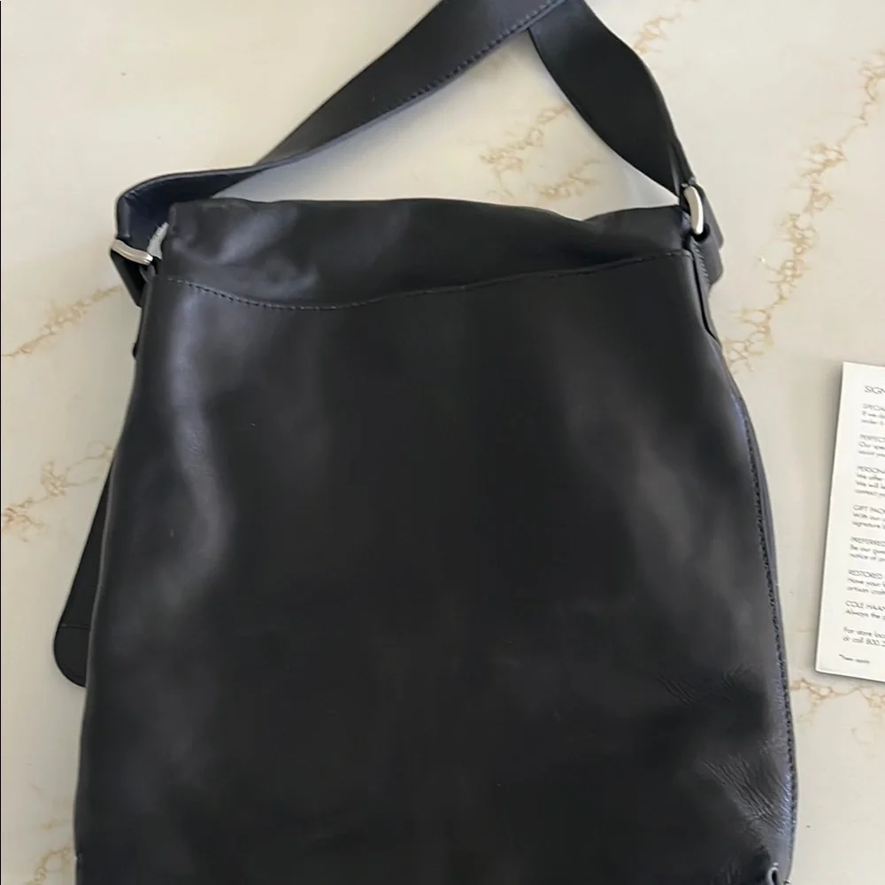 Cole Haan Black Leather Crossbody Messenger Bag